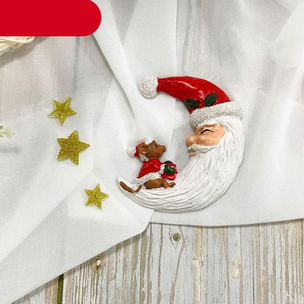 Santa Claus Moon Shape Fondant Silicone Mold With Star For Christmas Chocolate Dessert Biscuit Sugar Baking Cake Tools Santa Crescent Moon Silicon Mold Cake Baking Mold