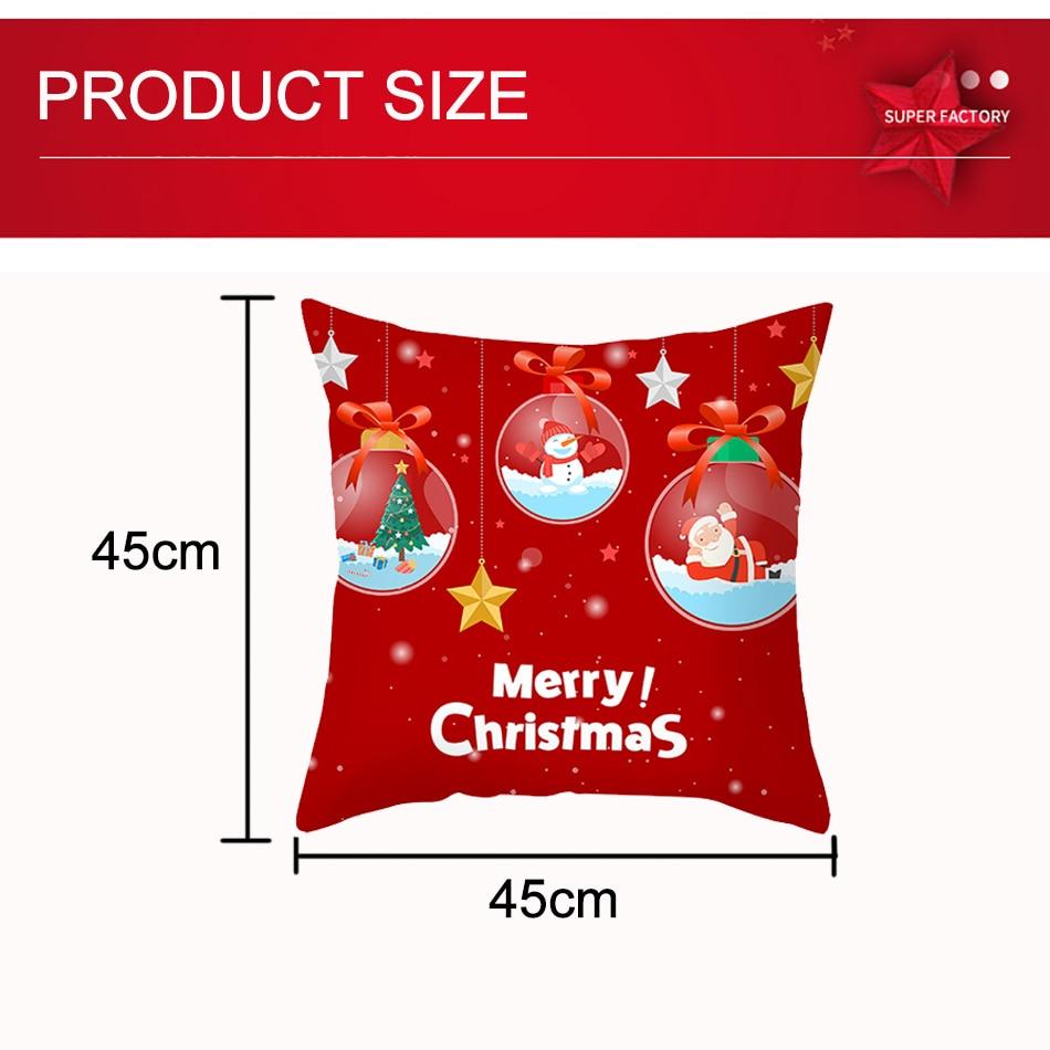 Santa Pillowcase Happy New Year 2022 Merry Christmas Gifts Xmas Decor Christmas 1PCS Pillow Case Sofa Decorative Santa Claus Xmas Throw Pillowcase Cotton Linen Square Cushion Pillow Covers For Home Cushion Cover 45x45CM