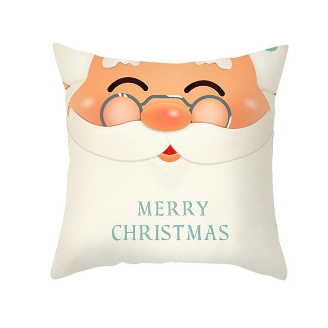 Santa Pillowcase Happy New Year 2022 Merry Christmas Gifts Xmas Decor Christmas 1PCS Pillow Case Sofa Decorative Santa Claus Xmas Throw Pillowcase Cotton Linen Square Cushion Pillow Covers For Home Cushion Cover 45x45CM