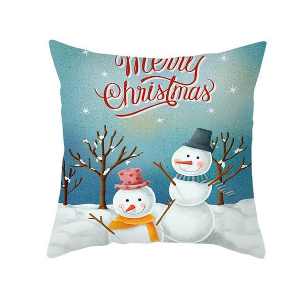 Santa Pillowcase Happy New Year 2022 Merry Christmas Gifts Xmas Decor Christmas 1PCS Pillow Case Sofa Decorative Santa Claus Xmas Throw Pillowcase Cotton Linen Square Cushion Pillow Covers For Home Cushion Cover 45x45CM