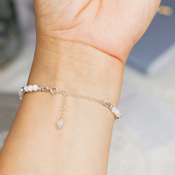 Sapphire & Moonstone Tasbih Bracelet | Women's Misbaha - 33 Beads, 4mm