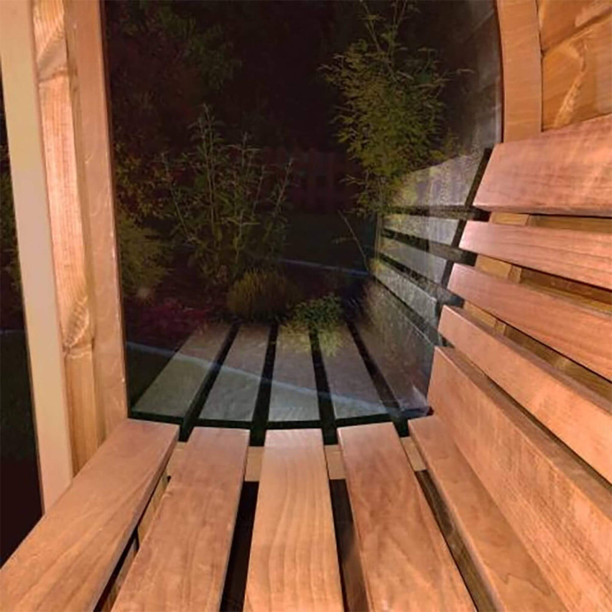 SaunaLife Model E7G Ergo Series 4-Person Outdoor Sauna Barrel With Glass Front [SL-MODELE7G] (SAK81934)