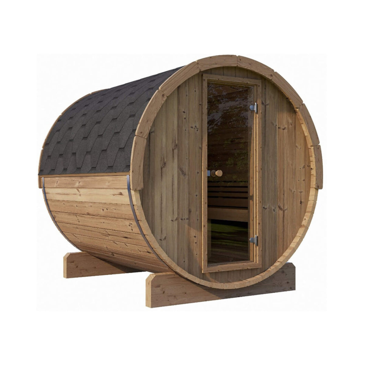 SaunaLife Model E8 Ergo Series 6-Person Outdoor Thermo-Spruce Sauna Barrel [SL-MODELE8] (SAK31809)