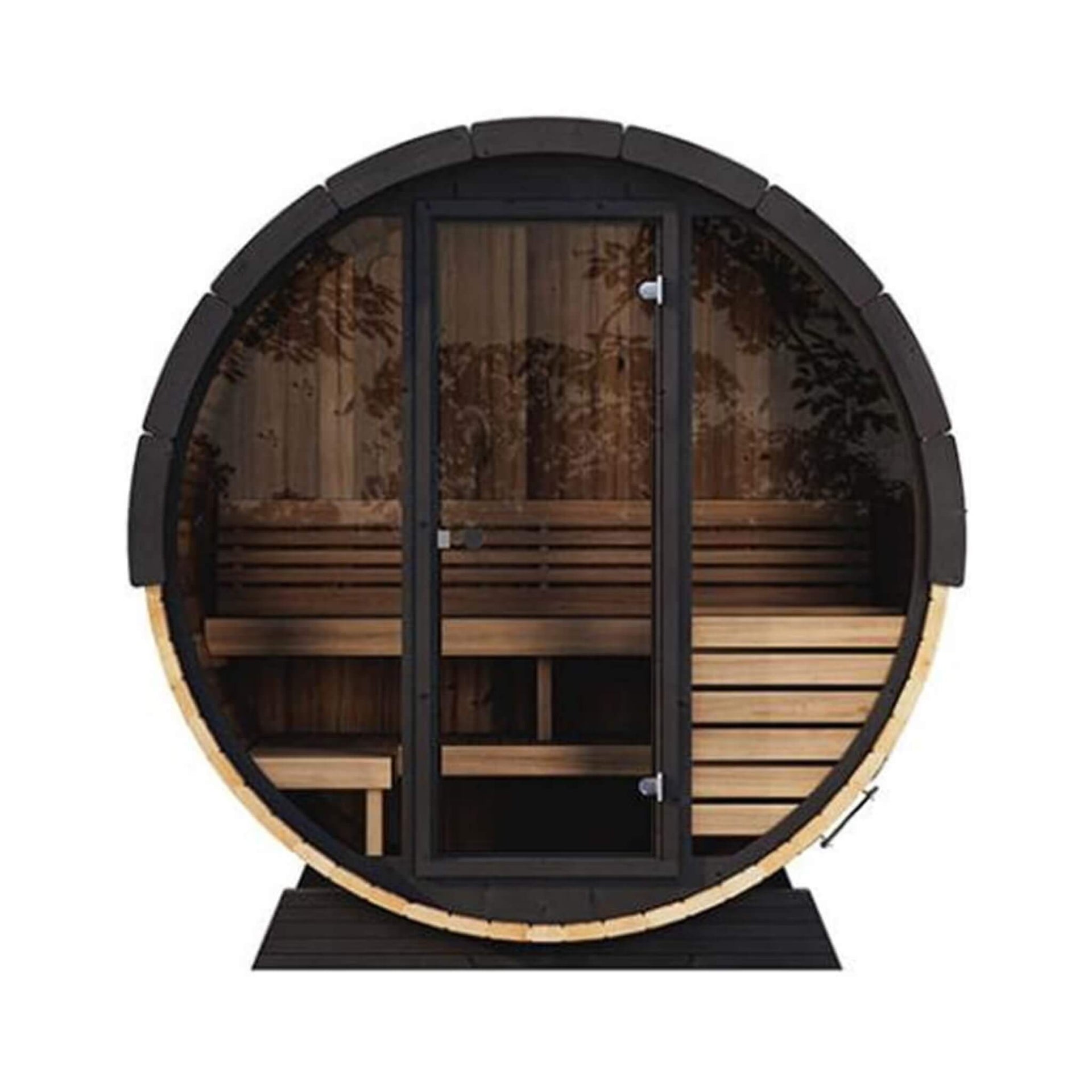 SaunaLife Model EE6G Ergo Series 4-Person Outdoor Sauna Barrel With Tempered Glass Front [SL-MODELEE6G] (SAK39412)