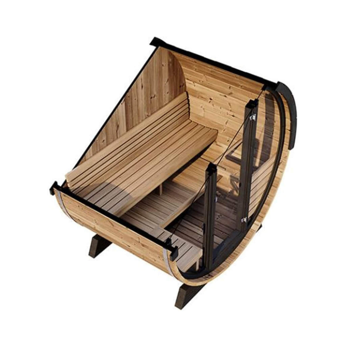 SaunaLife Model EE6G Ergo Series 4-Person Outdoor Sauna Barrel With Tempered Glass Front [SL-MODELEE6G] (SAK39412)