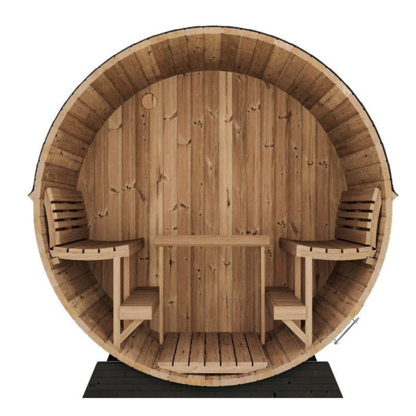 SaunaLife Model EE8G Ergo Series 6-Person Outdoor Sauna Barrel With Tempered Glass Front [SL-MODELEE8G] (SAK95812)