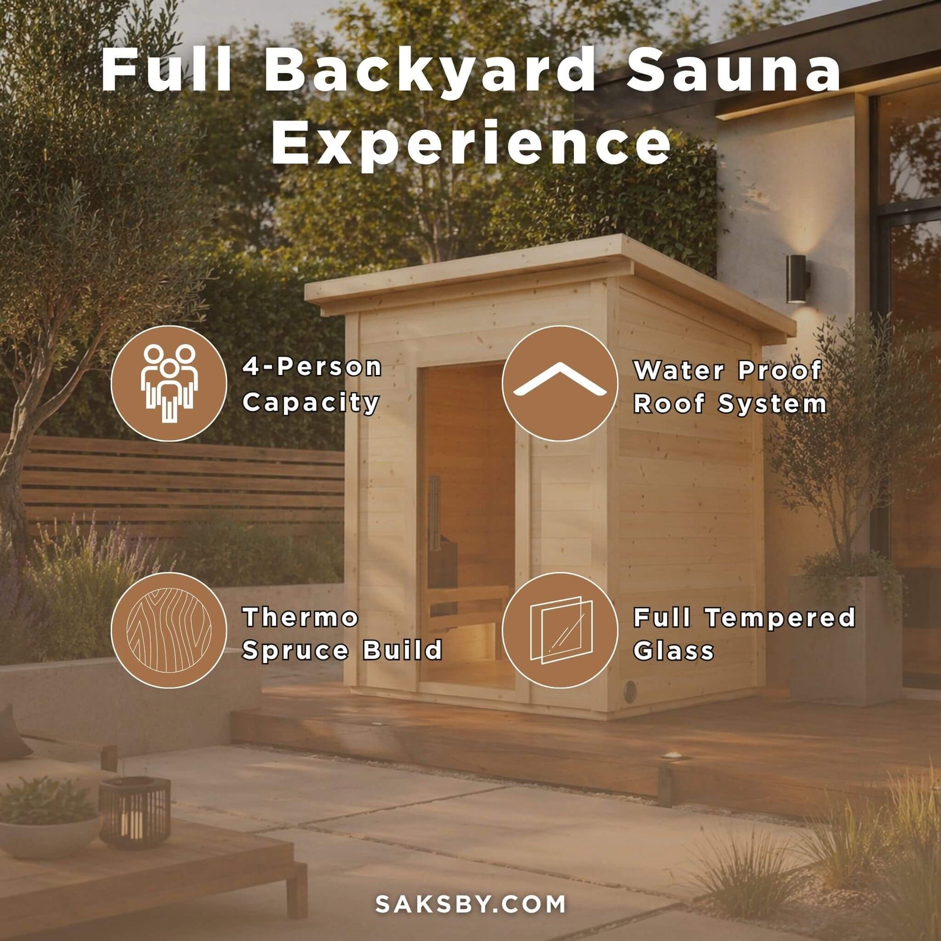 SaunaLife Model G2 4-Person Garden-Series Luxury Wooden Outdoor Home Sauna Kit [SL-MODELG2] (SAK84510)
