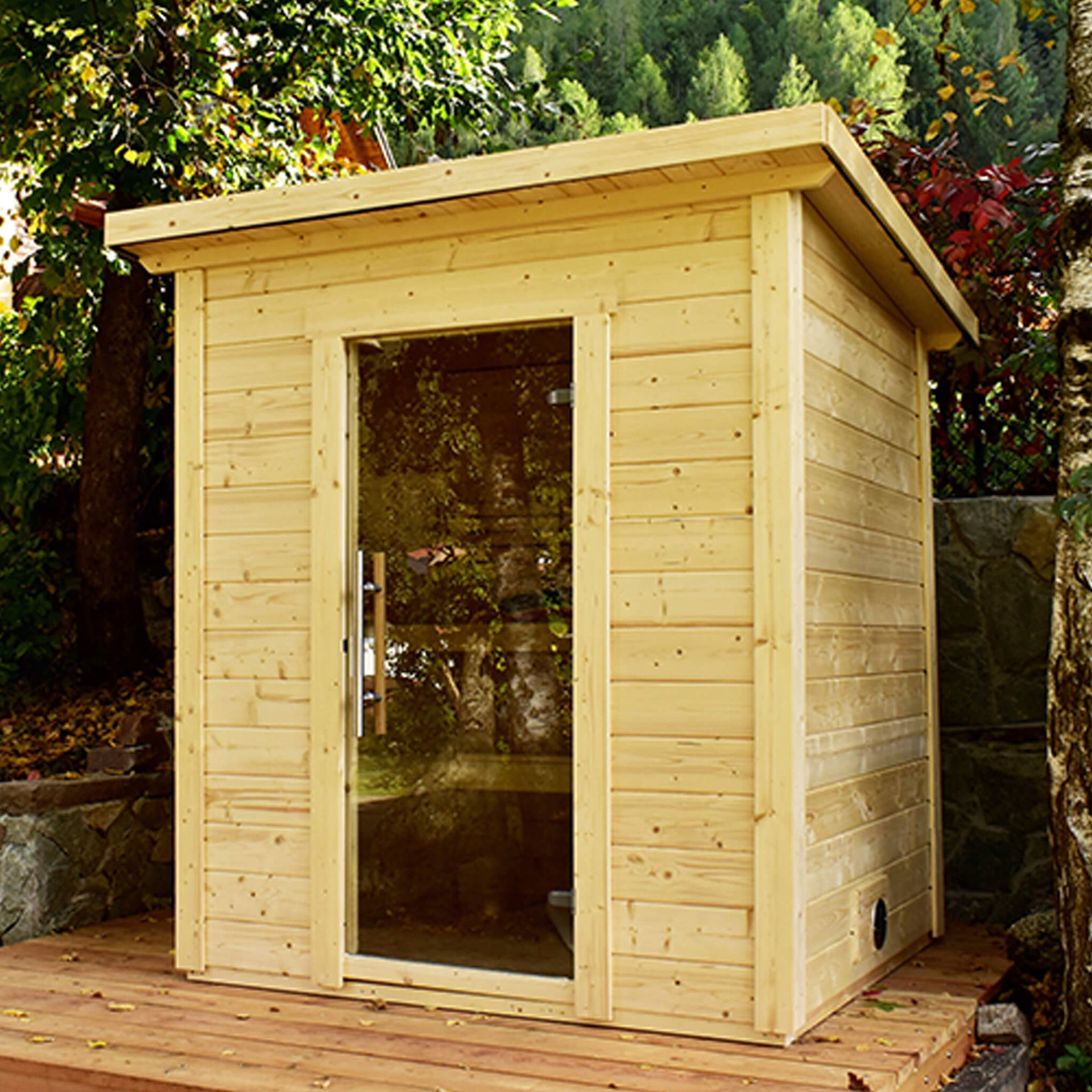 SaunaLife Model G2 4-Person Garden-Series Luxury Wooden Outdoor Home Sauna Kit [SL-MODELG2] (SAK84510)