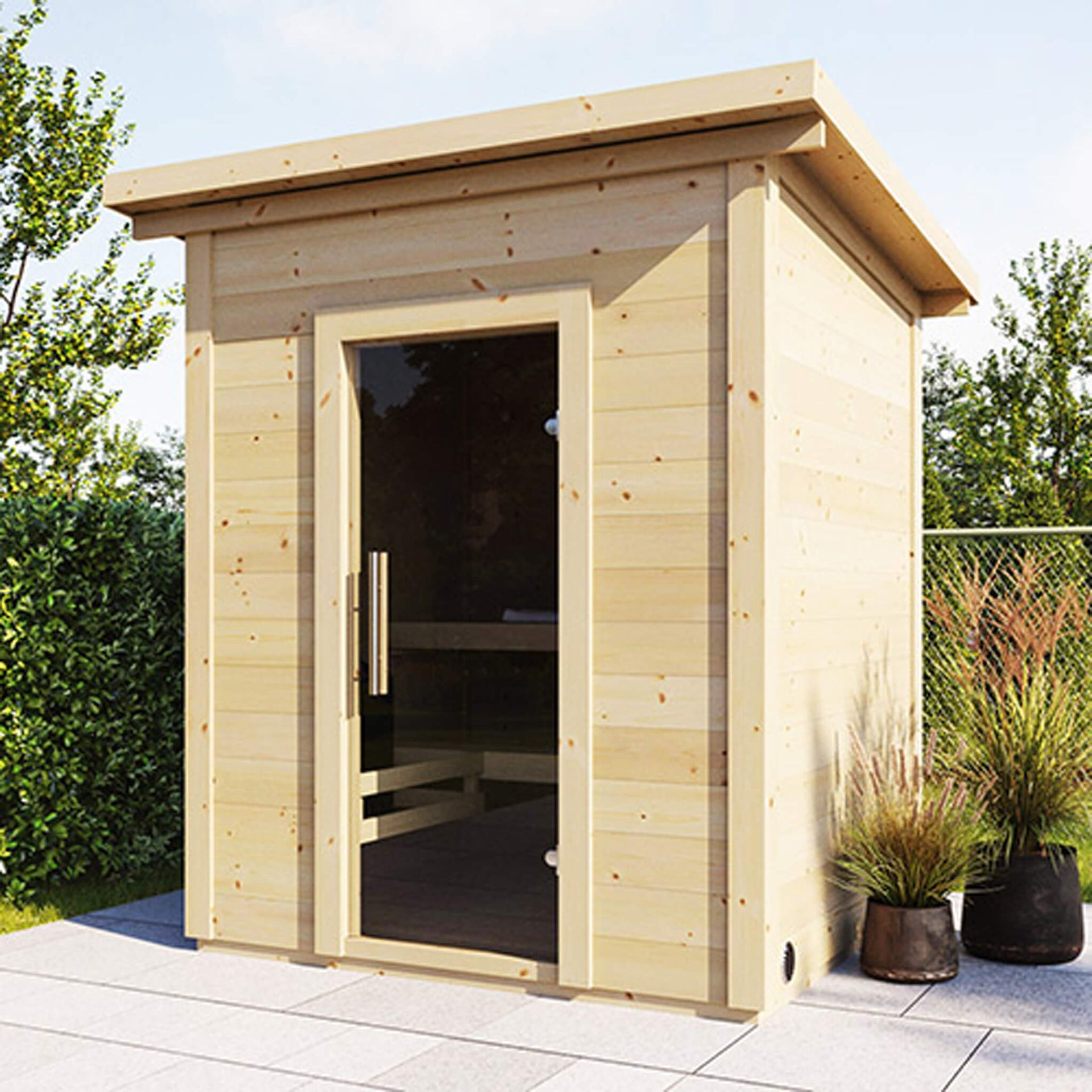 SaunaLife Model G2 4-Person Garden-Series Luxury Wooden Outdoor Home Sauna Kit [SL-MODELG2] (SAK84510)