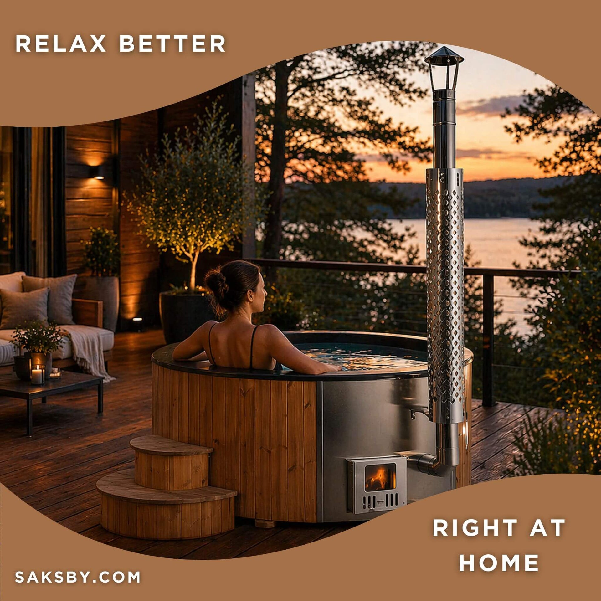 SaunaLife Model S4N Premium 6-Person Home Wood-Burning Hot Tub [SL-MODELS4N] (SAK28371)