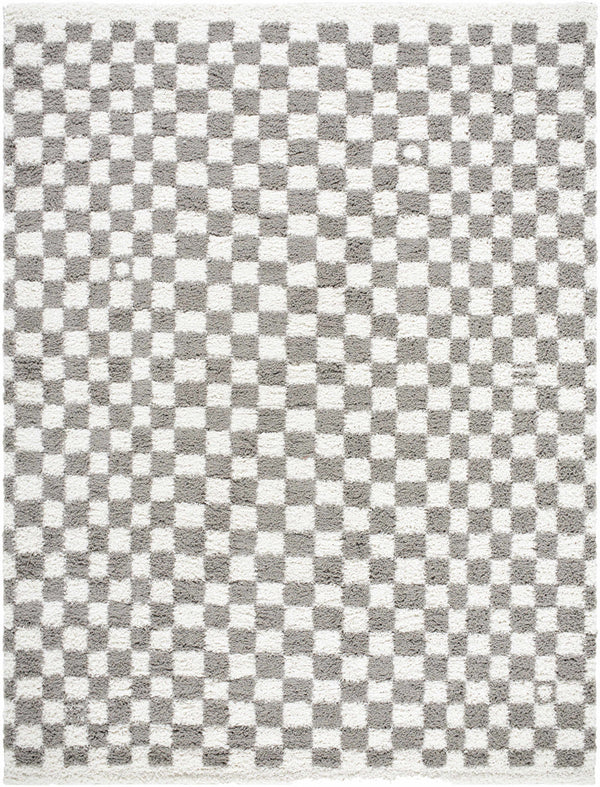 Kieu Taupe Checkered Plush Rug