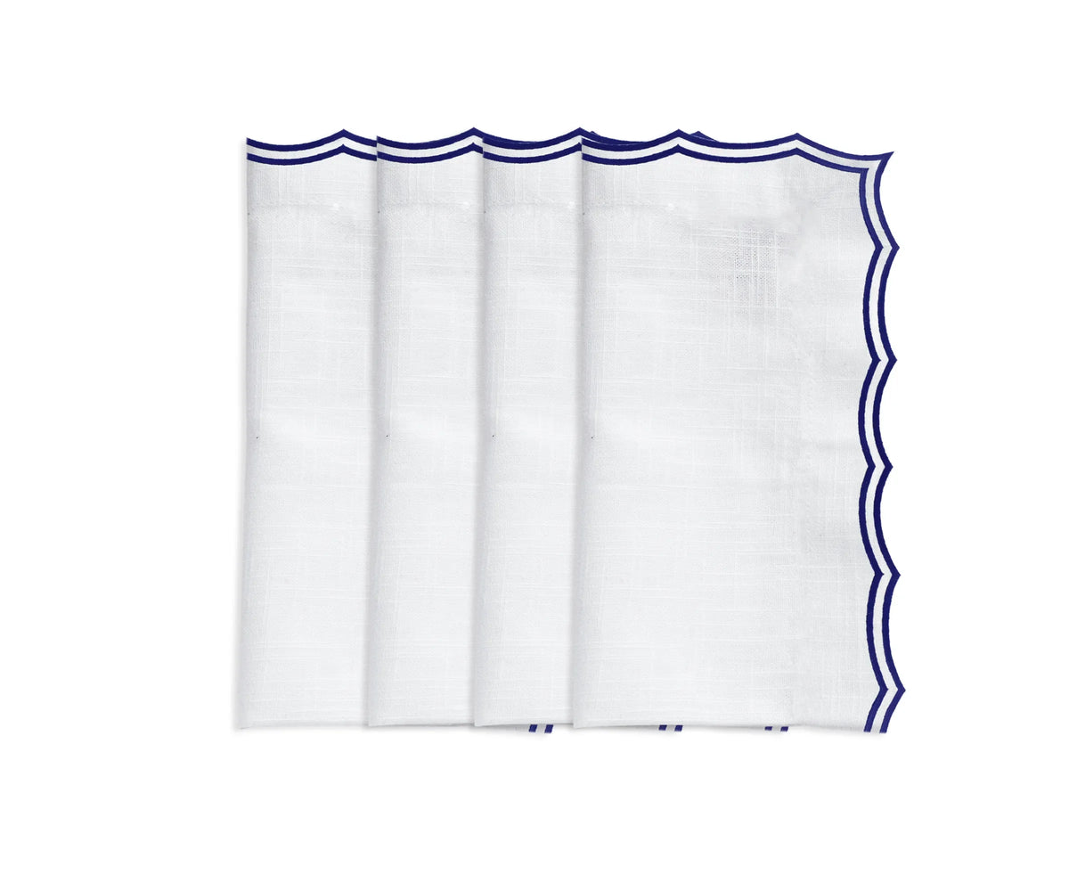 Navy Scallop Embroidery Napkins