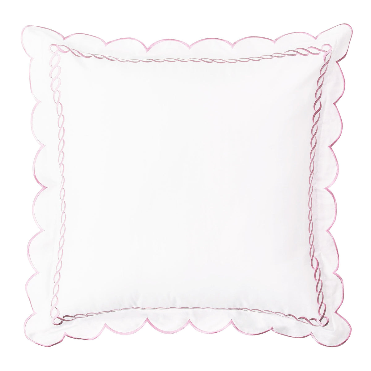 600 Thread Count Scallop Rope Embroidered Cotton Euro Sham Pair