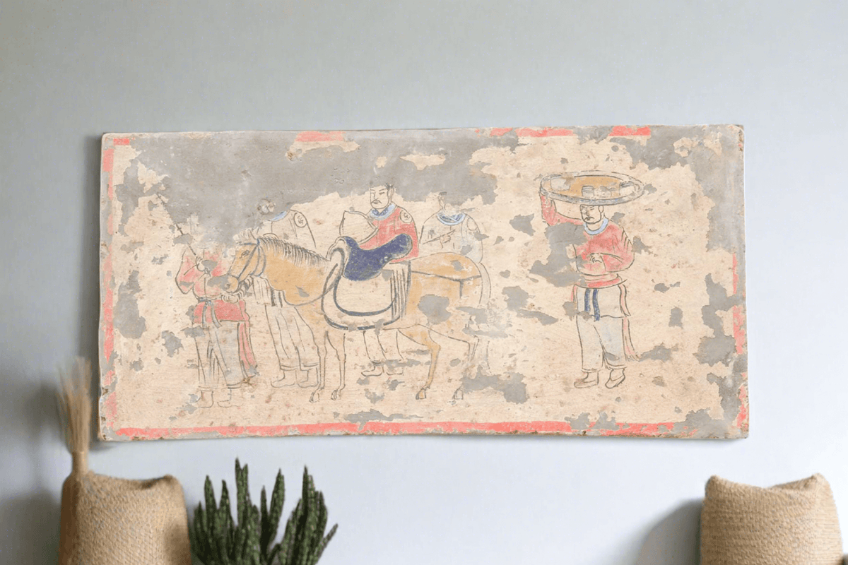 Scenic Hand Painted Liao Dynasty Style Mural Tile