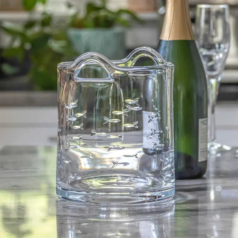School of Fish Etched Glassware