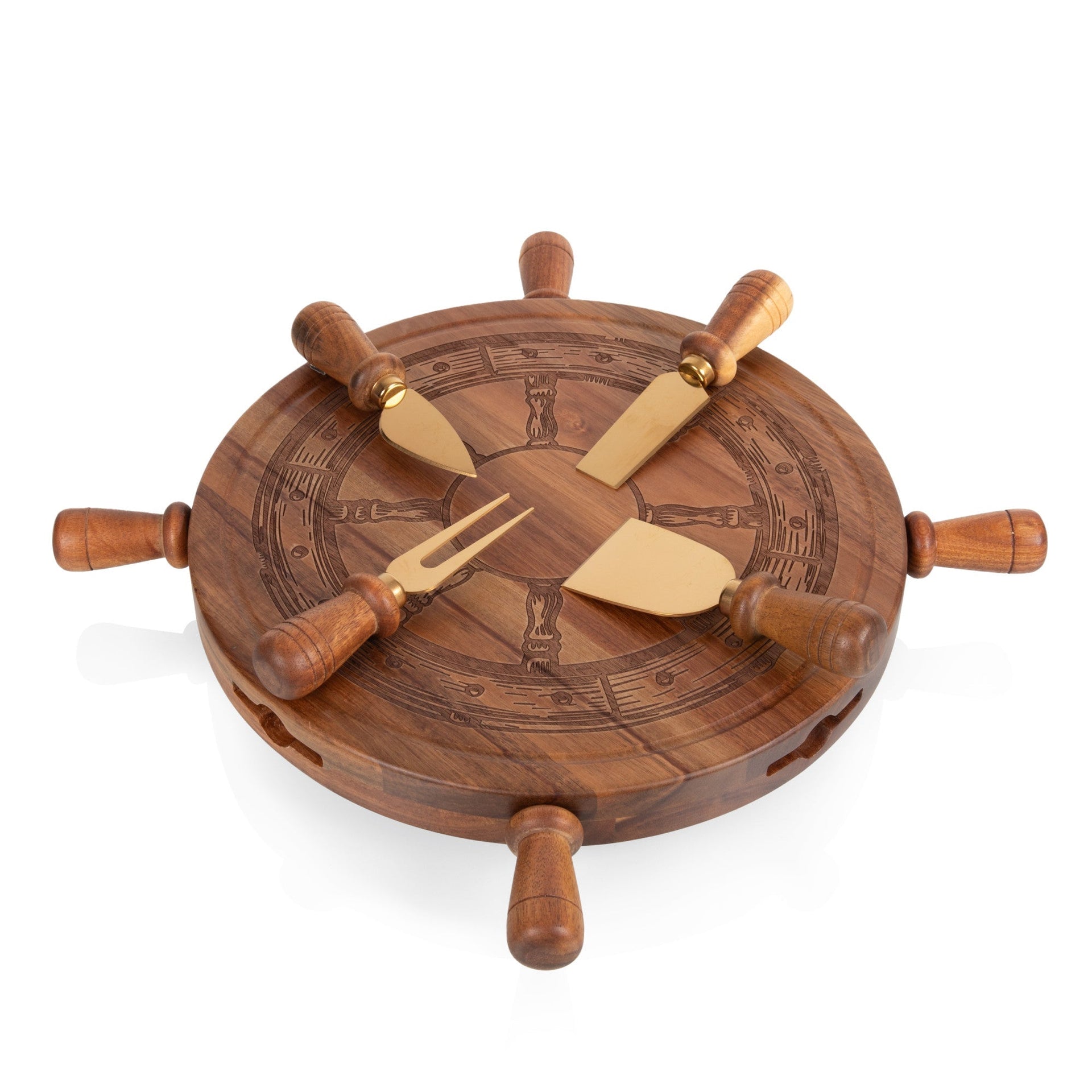 Helmsman Lazy Susan Cheese Board with Tool Set Picnic Time Family of Brands
