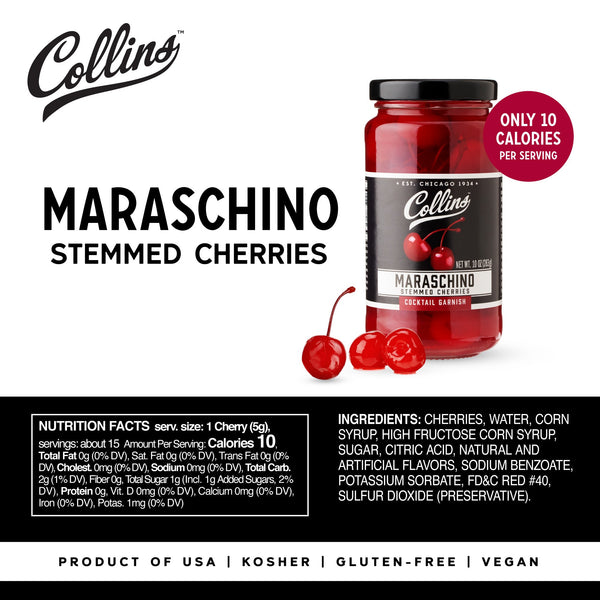 Stemmed Cocktail Cherries 10 oz