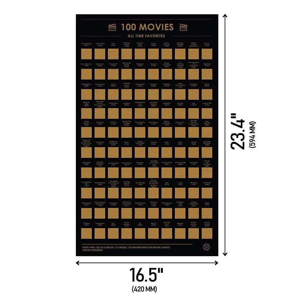 Scratch Off 100 Poster Movies Of All Time Must-See Movies Unique Design Perfect Gift For Teens And Older