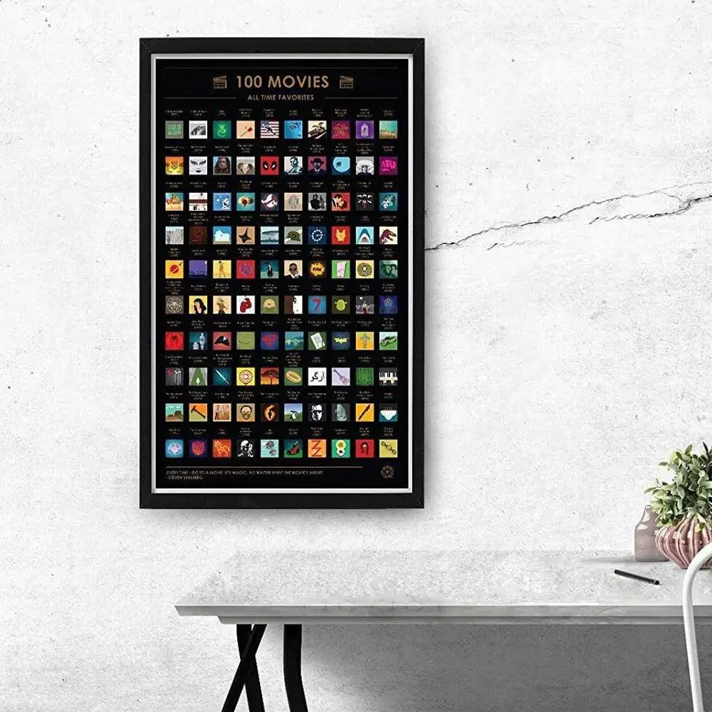 Scratch Off 100 Poster Movies Of All Time Must-See Movies Unique Design Perfect Gift For Teens And Older