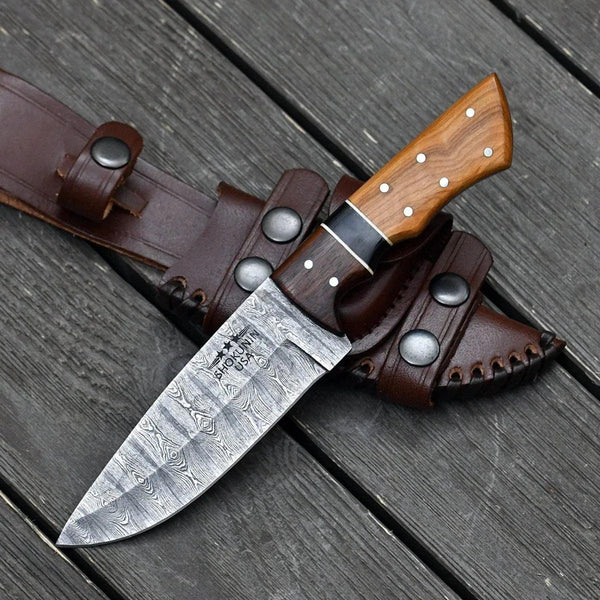 Sculptor Camp Knife with Exotic Olve Wood Handle - Gifts for You 'n Me