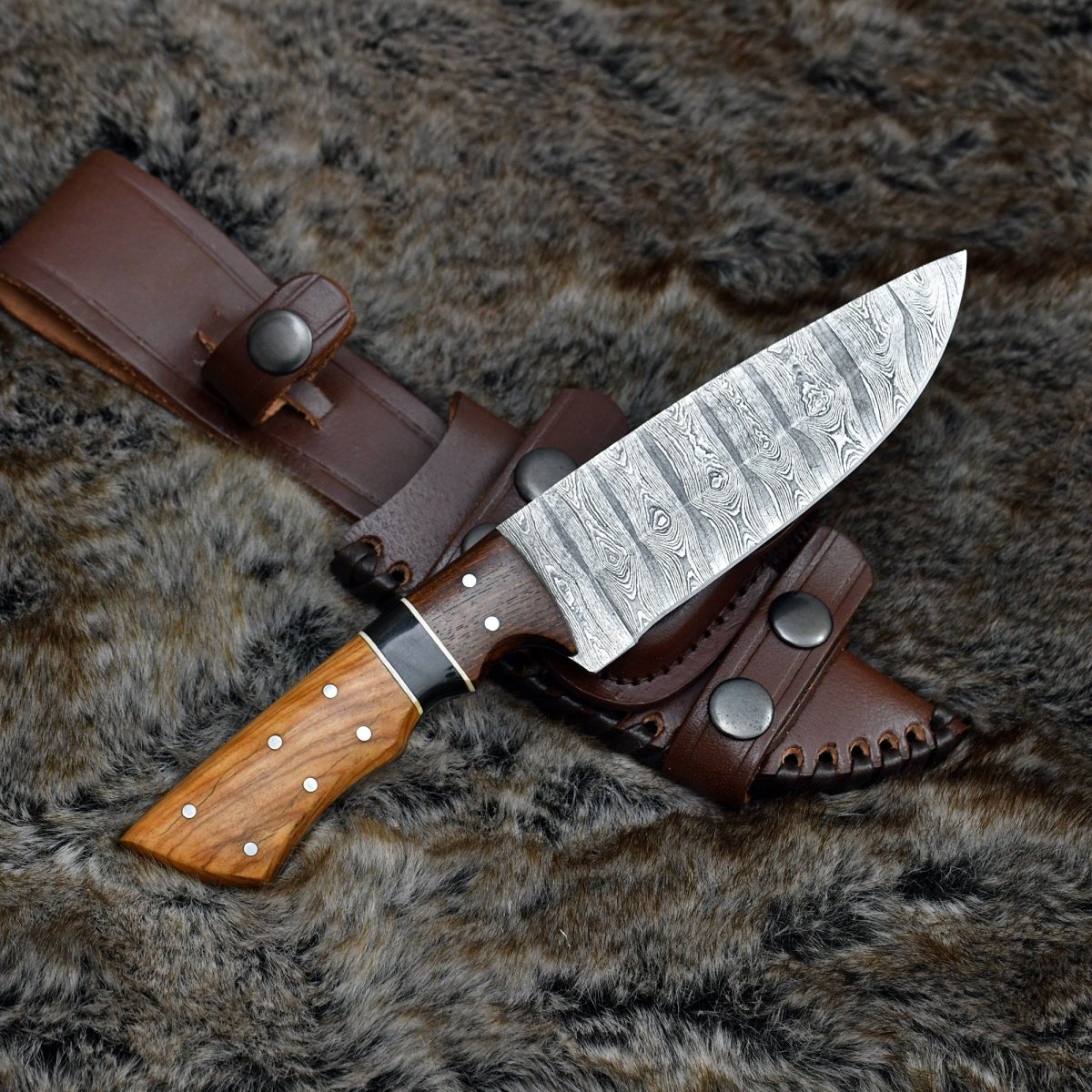 Sculptor Camp Knife with Exotic Olve Wood Handle