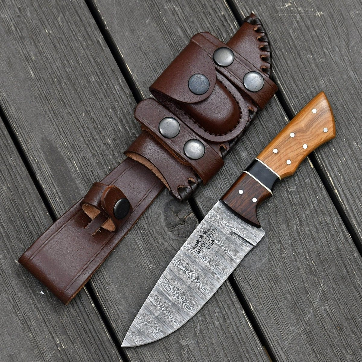 Sculptor Camp Knife with Exotic Olve Wood Handle