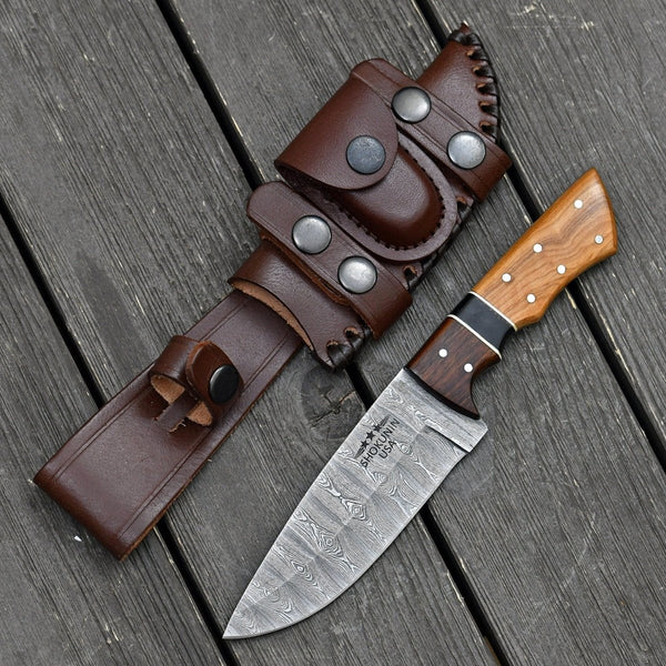 Sculptor Camp Knife with Exotic Olve Wood Handle