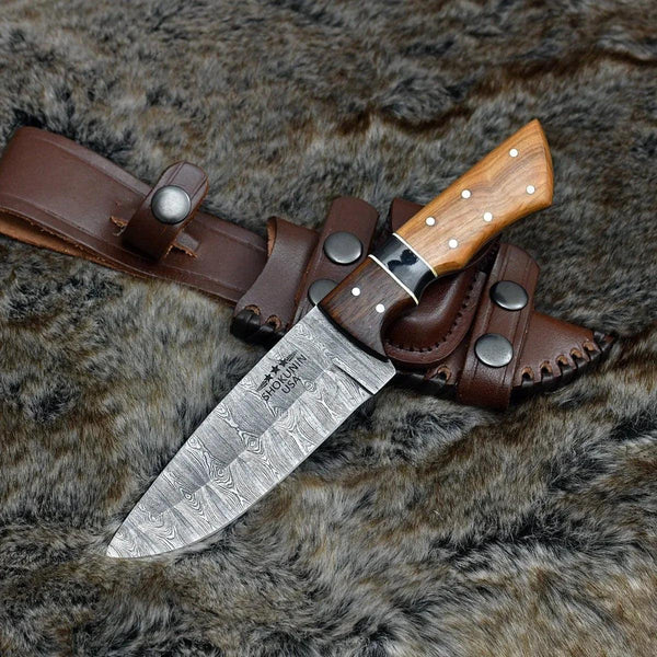 Sculptor Camp Knife with Exotic Olve Wood Handle - Gifts for You 'n Me