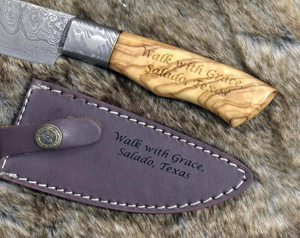 Sculptor Camp Knife with Exotic Olve Wood Handle - Gifts for You 'n Me