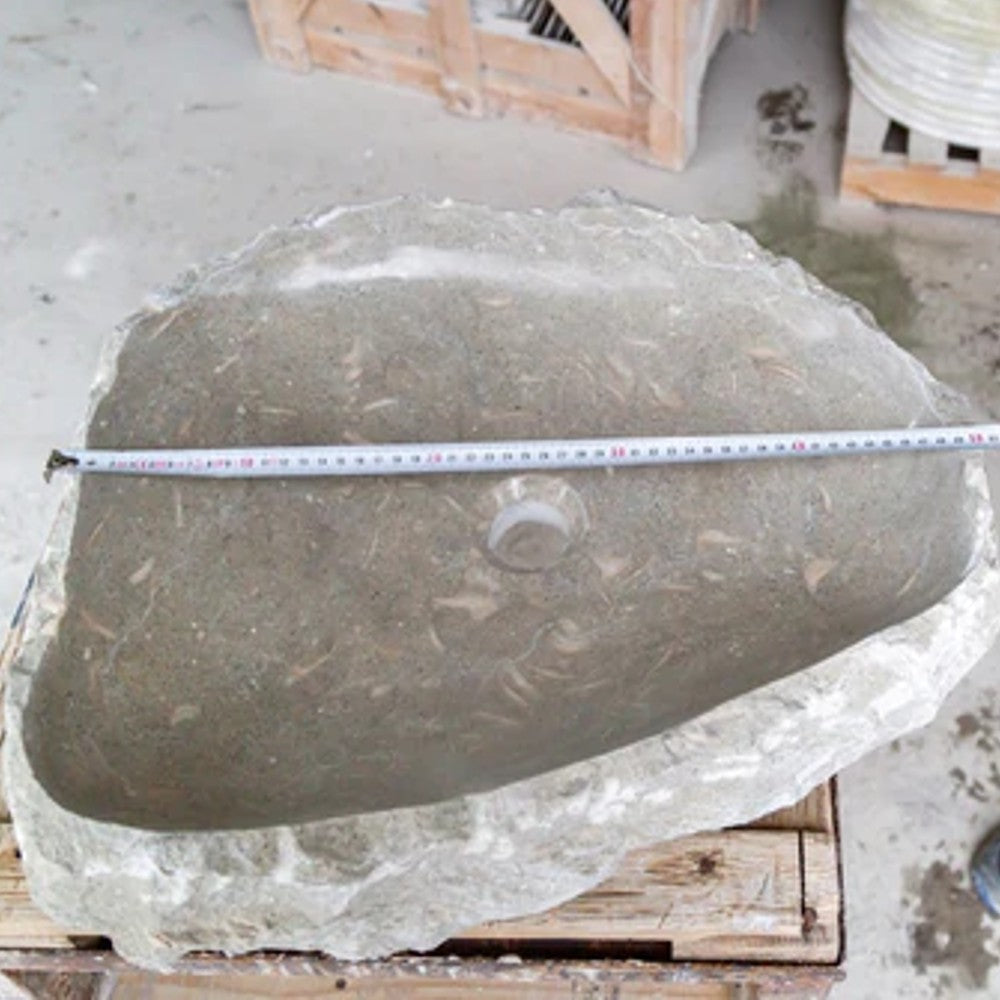 Seagrass Fossil Limestone Rustic Natural Stone Vessel Sink (W)18