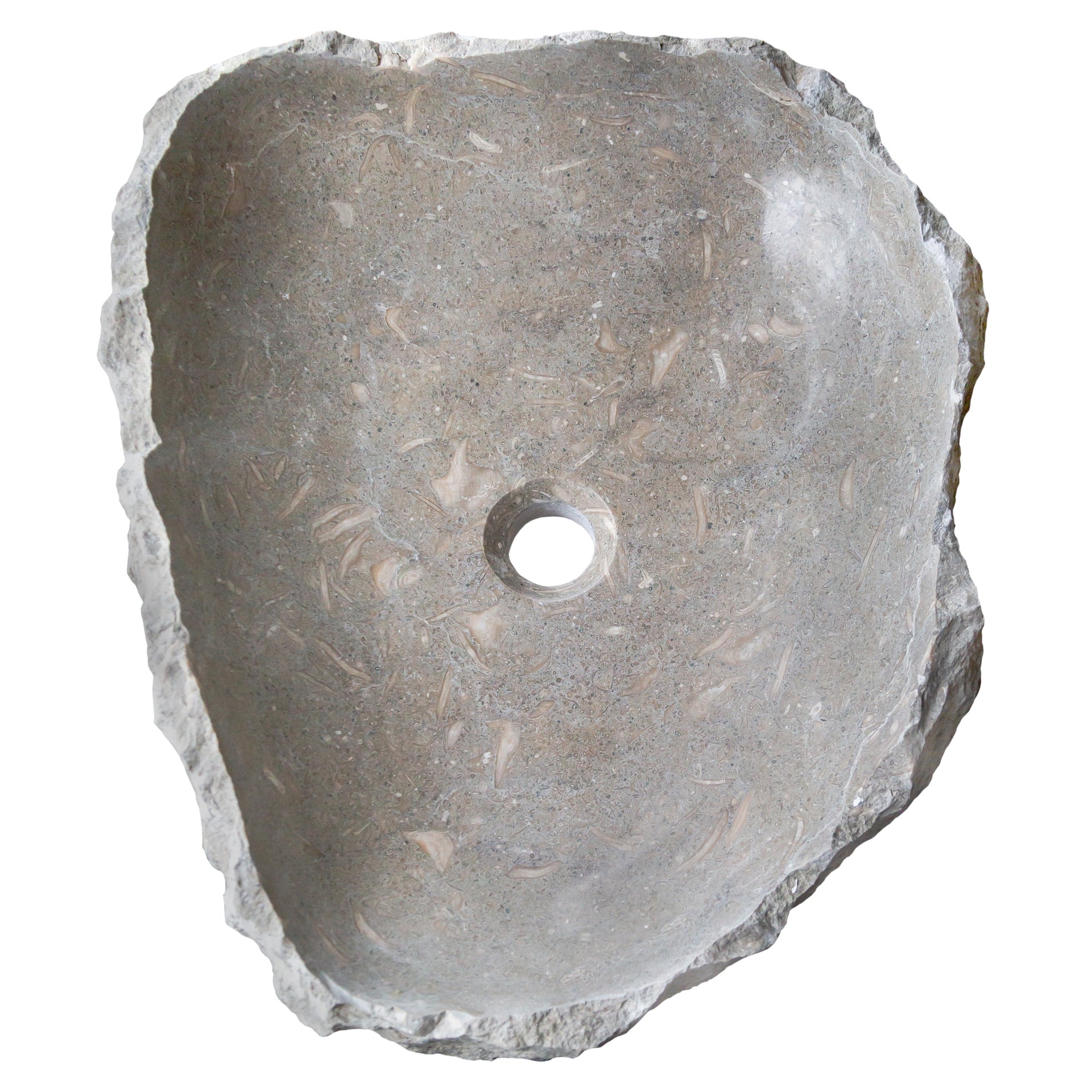 Seagrass Fossil Limestone Rustic Natural Stone Vessel Sink (W)16