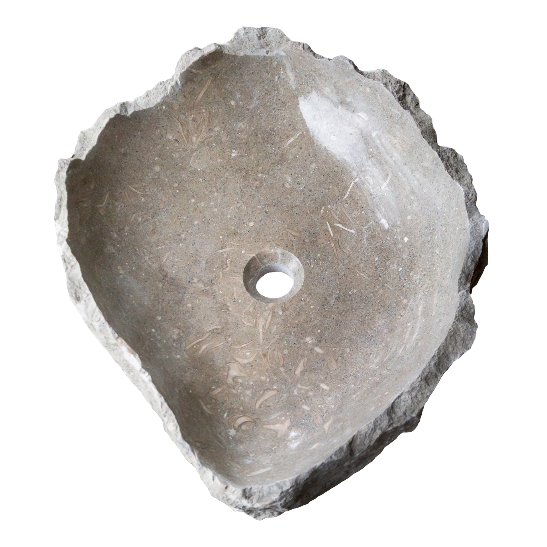 Seagrass Fossil Limestone Rustic Natural Stone Vessel Sink (W)16