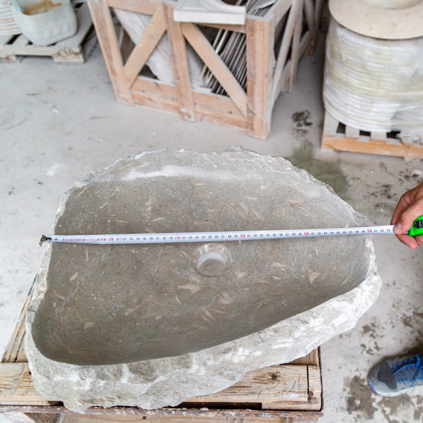 Seagrass Fossil Limestone Rustic Natural Stone Vessel Sink (W)16