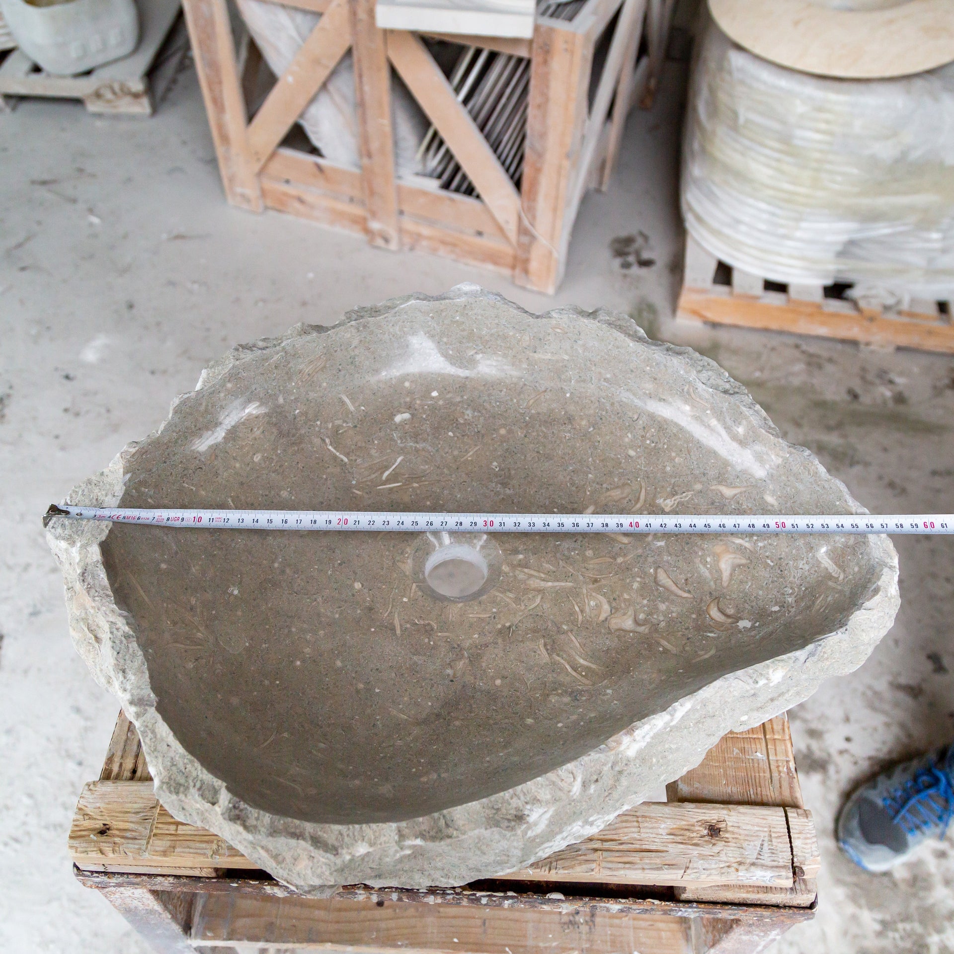 Seagrass Fossil Limestone Rustic Natural Stone Vessel Sink (W)16