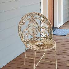 Woven Seagrass and Iron Accent Chair