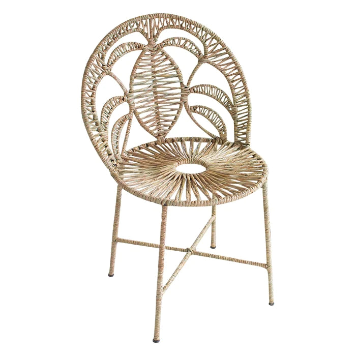 Woven Seagrass and Iron Accent Chair