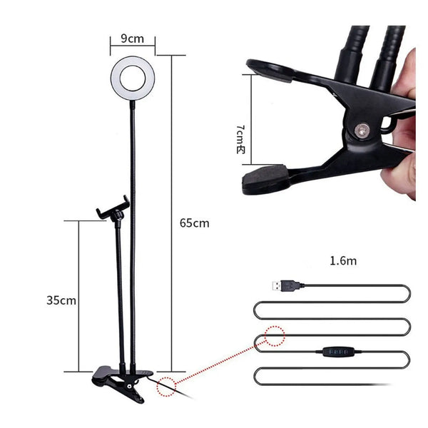 Selfie Ring Light with Adjustable Stand of 8 CM for Makeup and Live Streaming