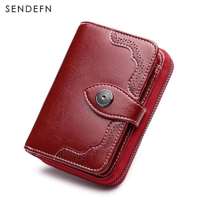 Sendefn  Small Wallet Casual Women's Purses Split Leather Quality Short Money Bag