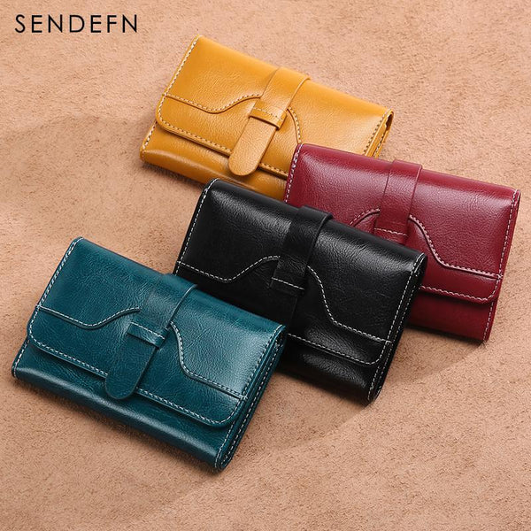Sendefn  Wallet-female Short Women's Hasp Women Purse Split Leather With Coin Pocket Mini