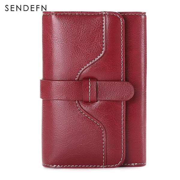 Sendefn  Wallet-female Short Women's Hasp Women Purse Split Leather With Coin Pocket Mini