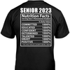 Senior 2023 Nutrition Facts Personalized Custom Graduation Backside Shirt T539 - Basic Tee / Black / S