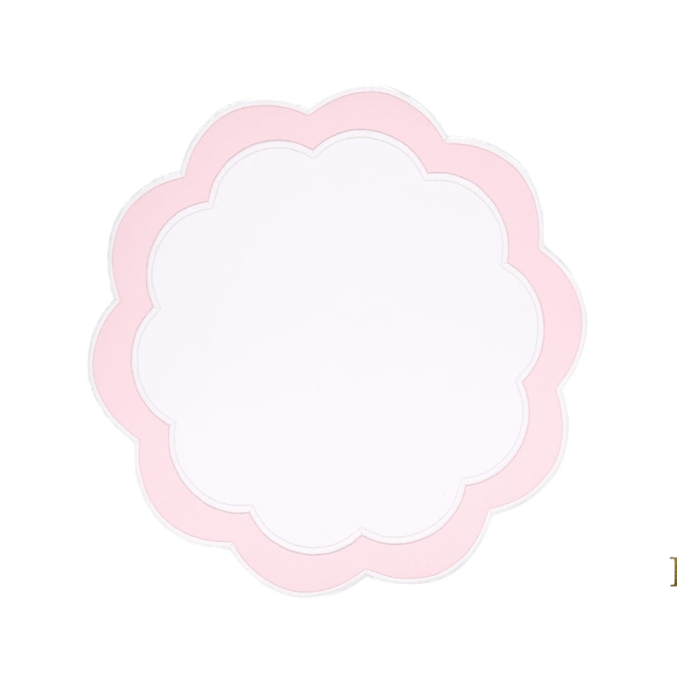 SPRING TABLE DECOR – SERENITY WHITE & PINK SCALLOPED FAUX LEATHER PLACEMAT