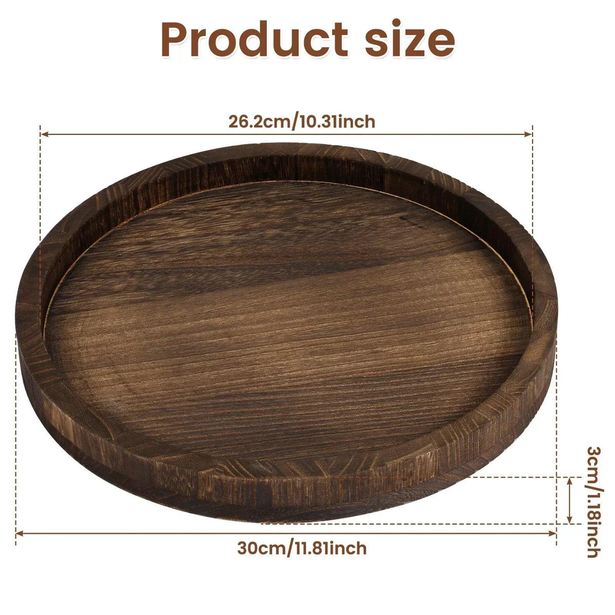 Serving Platter - Retro Wooden Round 30cm