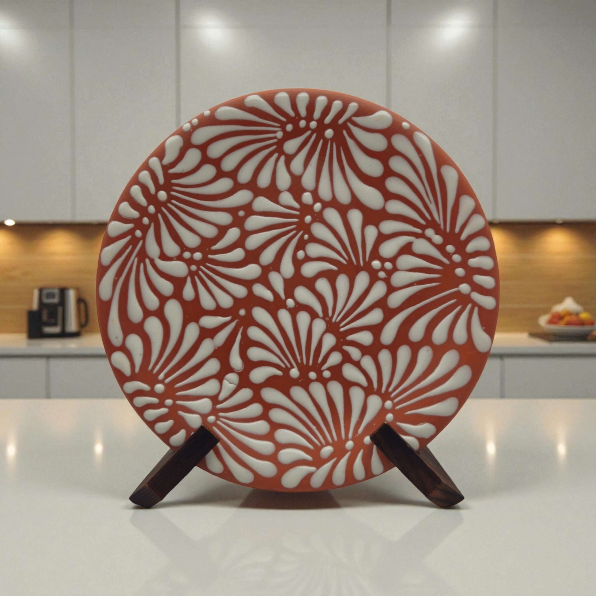 Set of 4 Brown & White Talavera Wall Plates | 10