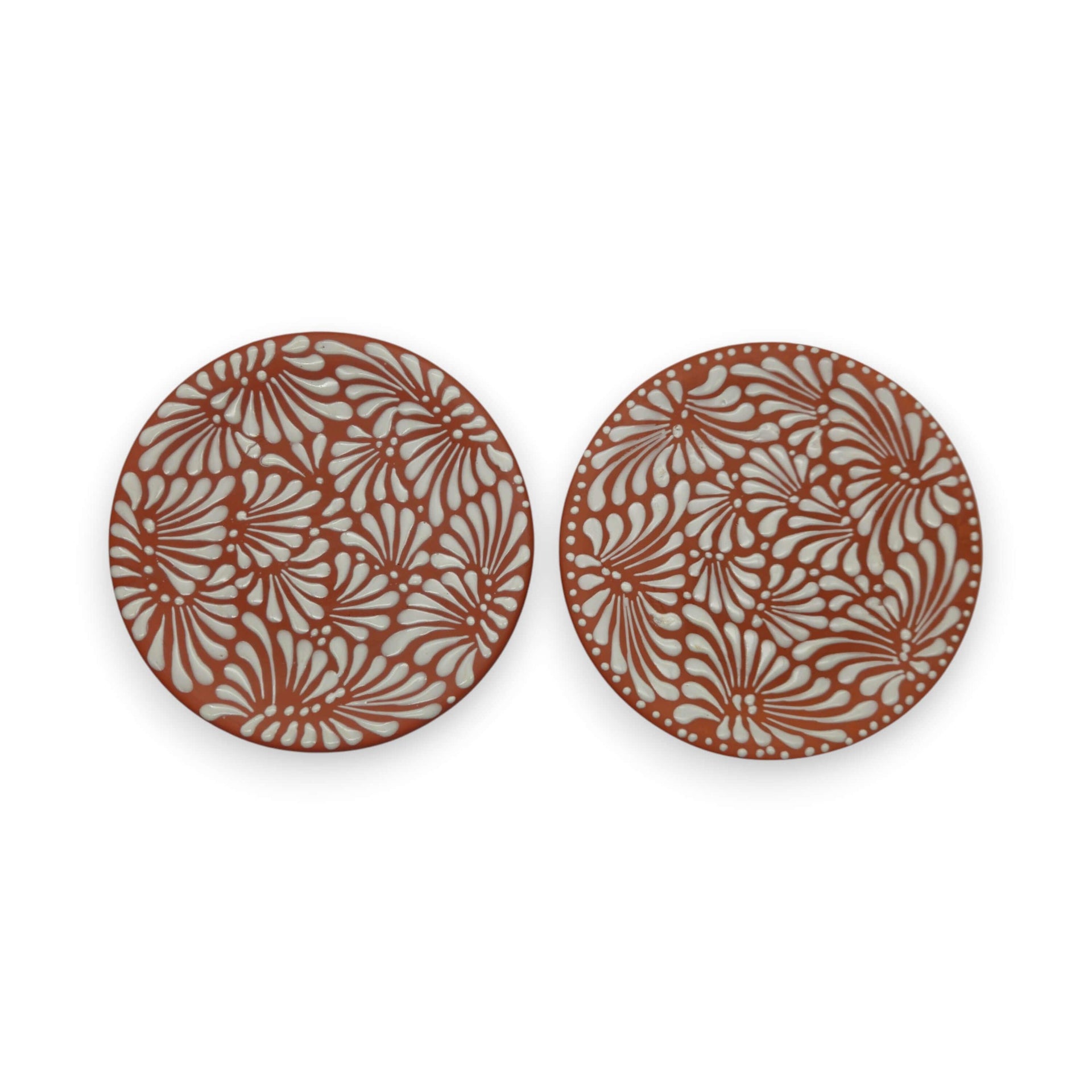 Set of 4 Brown & White Talavera Wall Plates | 10