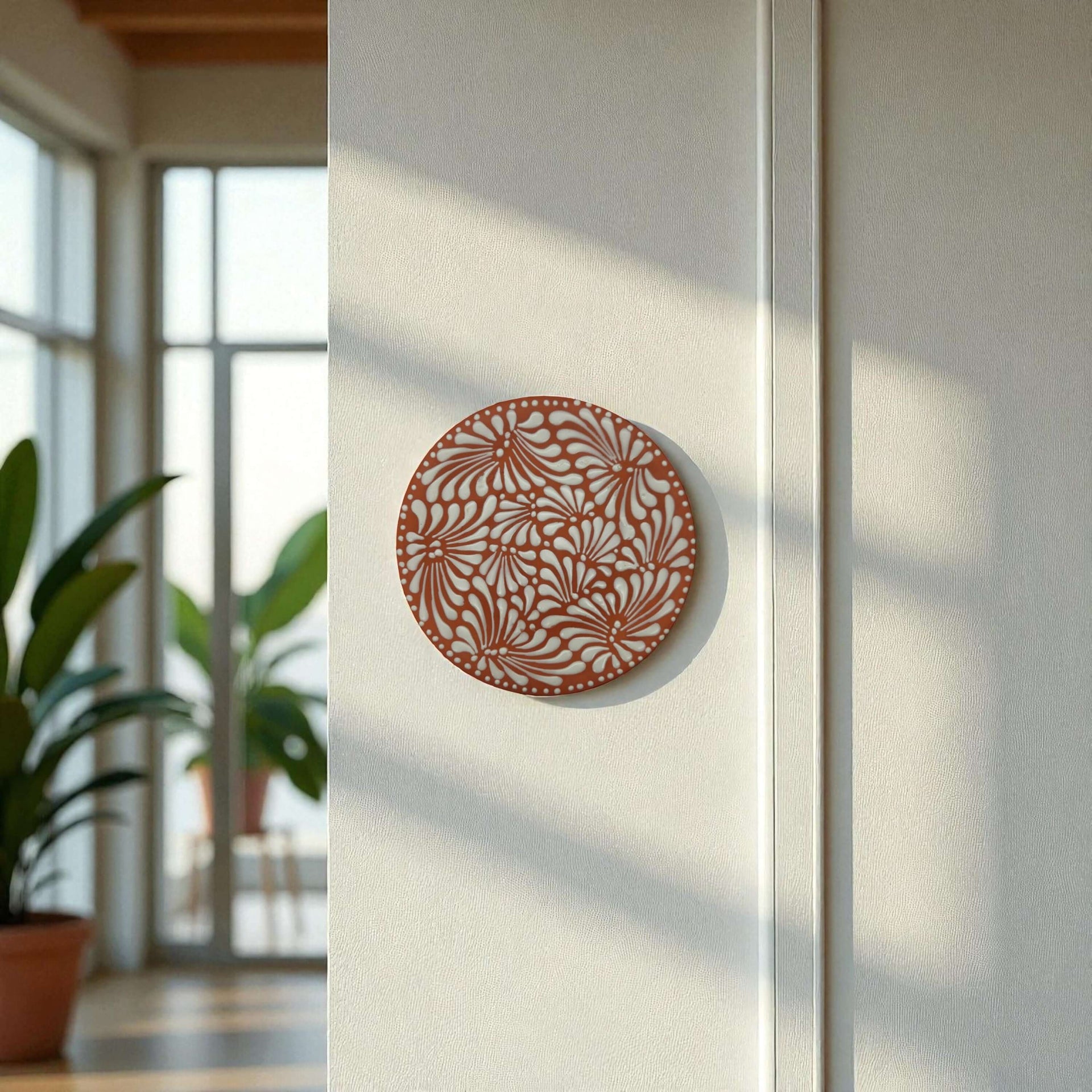 Set of 4 Brown & White Talavera Wall Plates | 10
