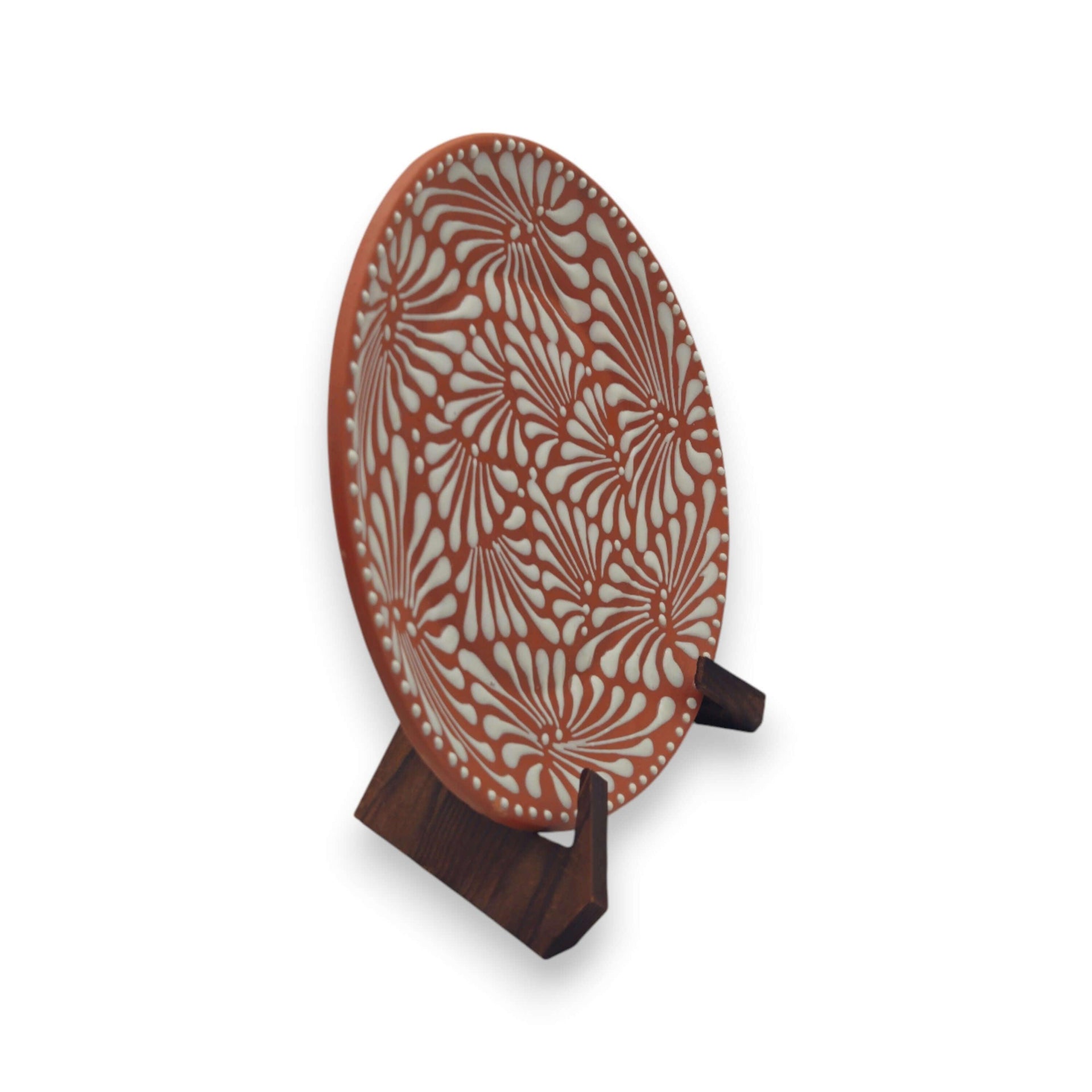 Set of 4 Brown & White Talavera Wall Plates | 11.5