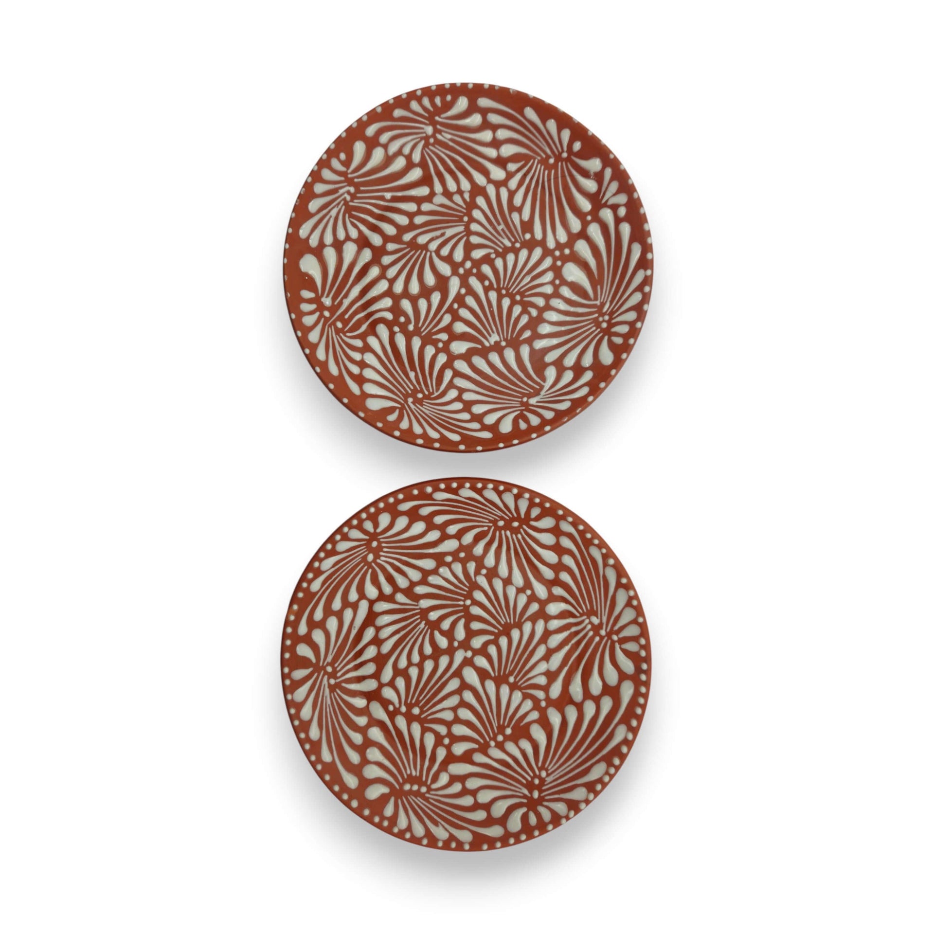 Set of 4 Brown & White Talavera Wall Plates | 11.5