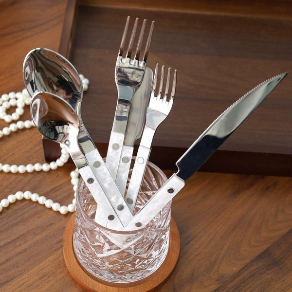 Set Of 10 Pcs Modern Nebula Cutlery, Bistrot Style Rivet Flatware Set