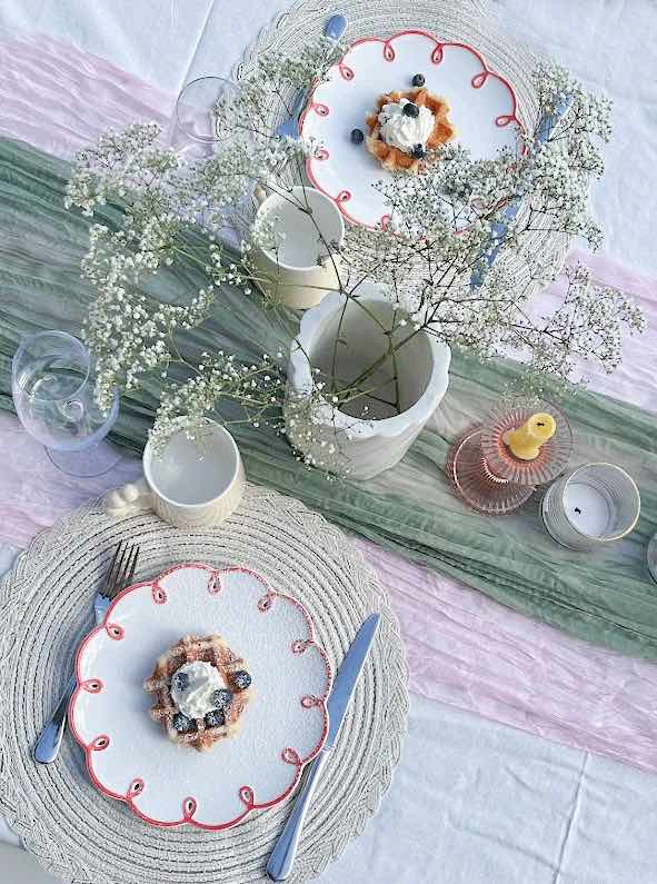 Set of 2 Cloud Ceramic Dinner Plates - Cute Whimsical Eclectic Dinnerware Set